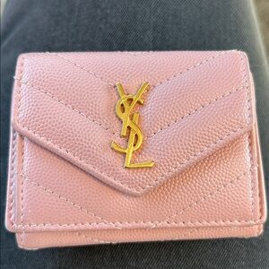 Saint Laurent YSL Monogram Tri-Fold Wallet Blush Pink Authentic